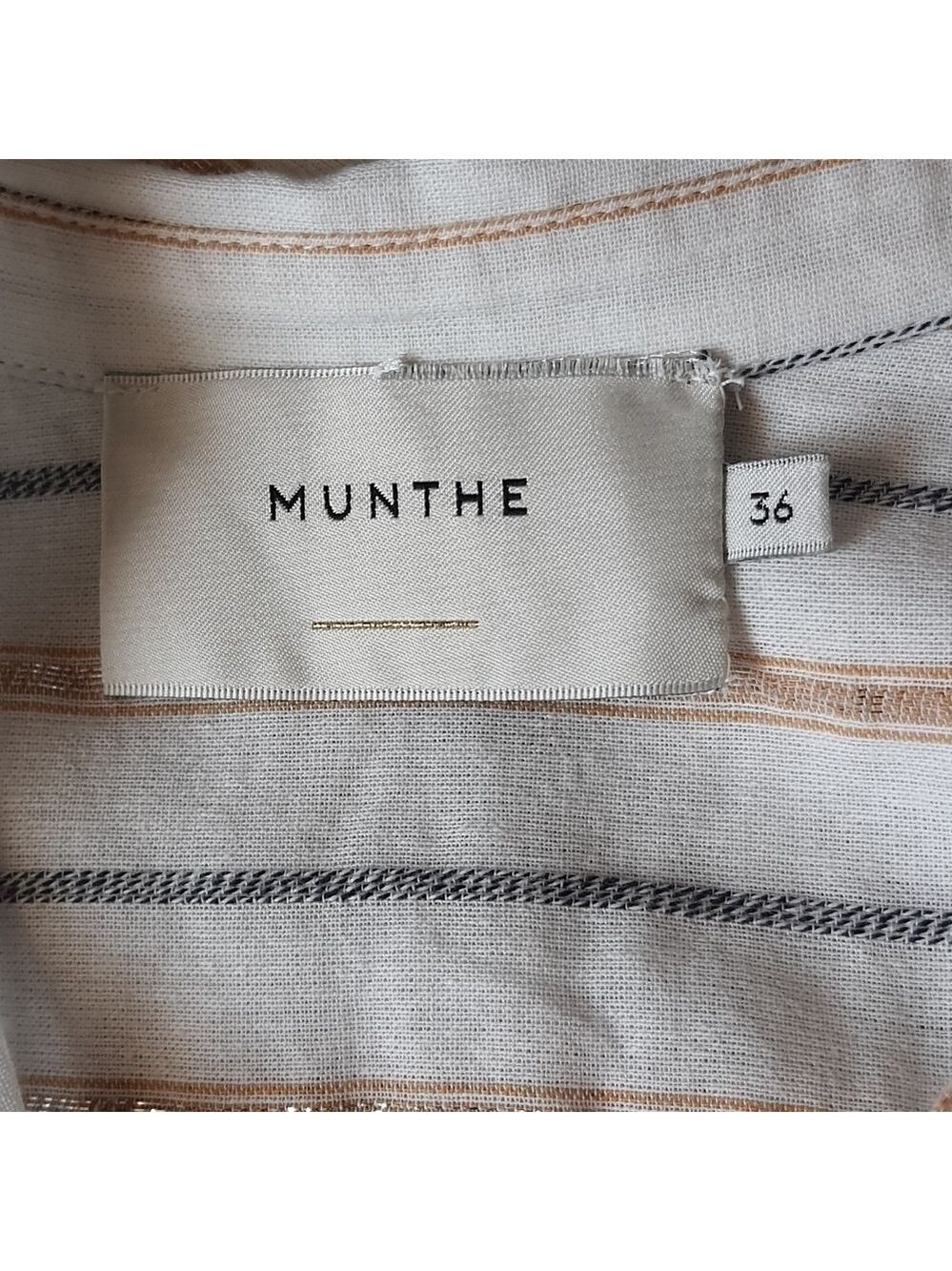 Munthe Long Sleeve Cotton Tshirt Dress Pullover Neutral Cream Metallic - Picture 4 of 14